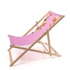 Chaise Longue Pliable Inclinable Toiletpaper Bois Multicolore Bois & Toile Multicolore / - Seletti