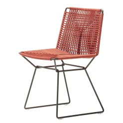 Chaise Neil Twist Tissu Orange / Outdoor - Corde Tressee Main - Mdf Italia