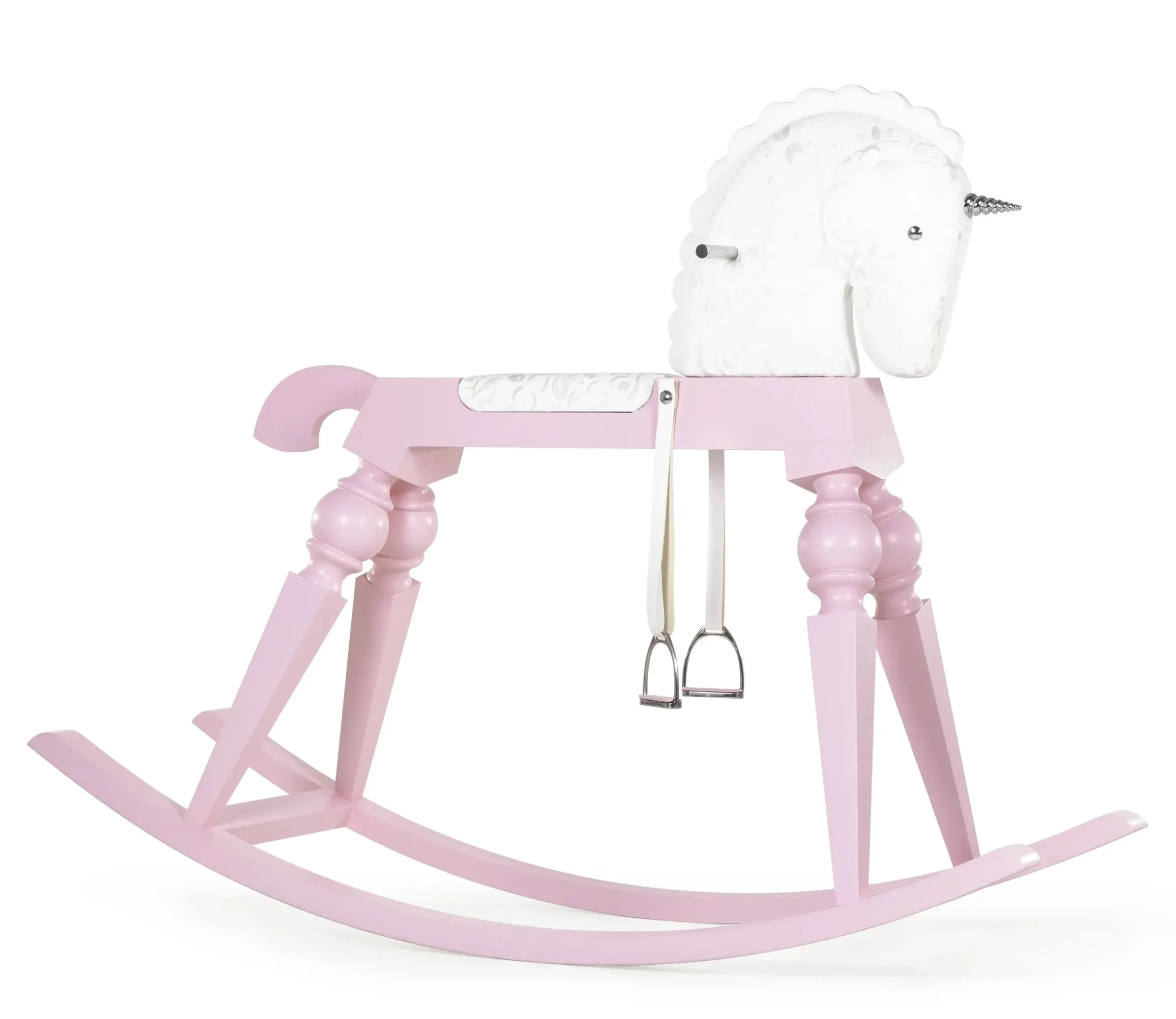 Cheval A Bascule Arion Pink Cuir Bois/ Licorne Geante H 180 Cm - Piece Unique, Signee & Numerotee - 20 Ans Mid - Moooi