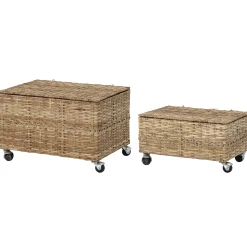 Coffre Nature Fibre Vegetale Beige / Set De 2 - Avec Roulettes / Rotin - Bloomingville