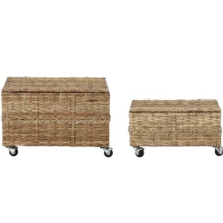 Coffre Nature Fibre Vegetale Beige / Set De 2 - Avec Roulettes / Rotin - Bloomingville