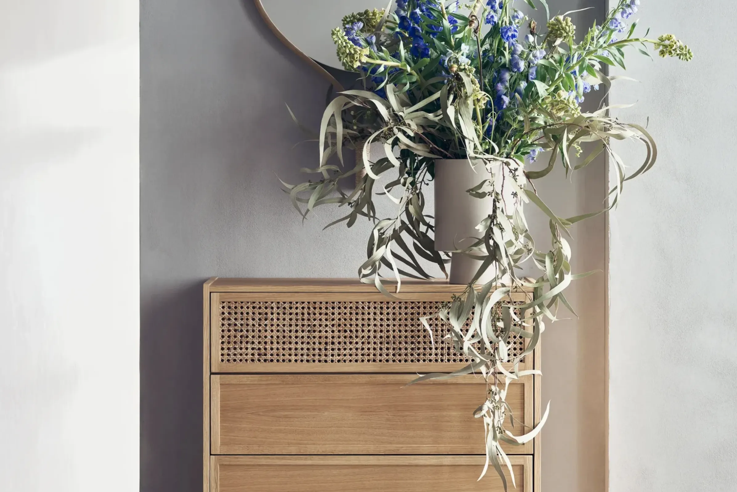 Commode Cana Fibre Vegetale Bois Naturel / L 90 X H 113 Cm - Cannage Rotin - Bolia