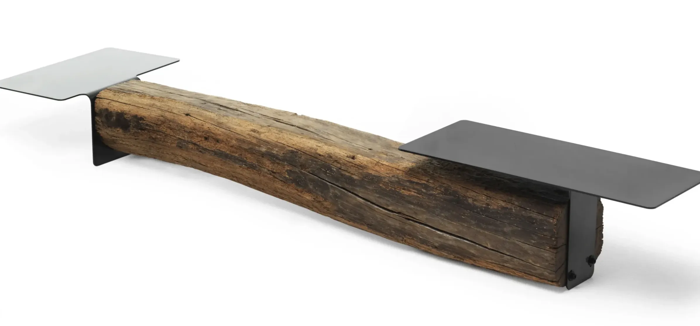 Console Basse Beam Noir Bois Naturel / L 220 Cm - Mogg