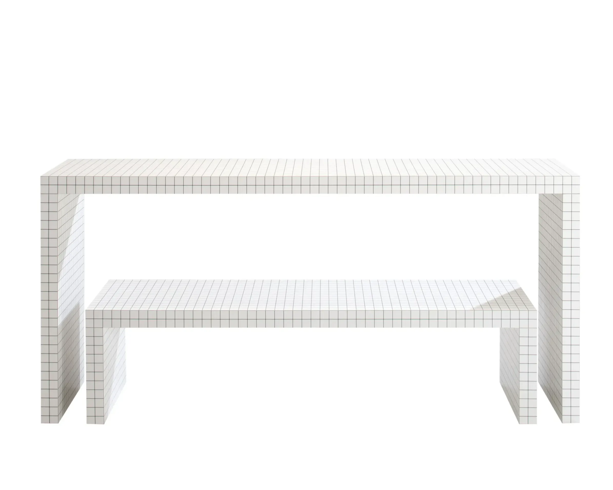 Console Basse Quaderna Plastique Blanc / L 150 X H 39 Cm - Superstudio, 1972 - Zanotta