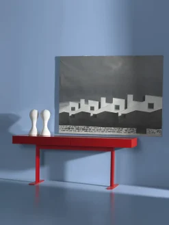 Console Luxor Bois Jaune / 2 Tiroirs - L 180 X P. 45 X H 72 Cm - Cappellini