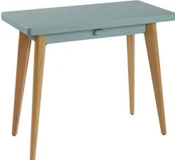 Console 55 Metal Vert Bois Naturel / Avec Tiroir - Metal & Pieds Bois - Tolix