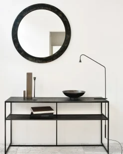 Console Pentagon Metal Noir / 150 X 40 Cm X H 75 Cm - Plateaux Sculptes Main - Ethnicraft