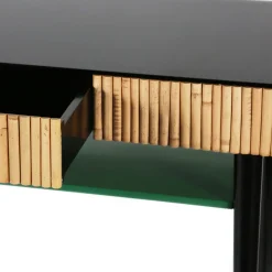 Console Riviera Vert Noir Bois Naturel / Rotin - Tiroir - Maison Sarah Lavoine