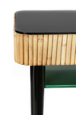 Console Riviera Vert Noir Bois Naturel / Rotin - Tiroir - Maison Sarah Lavoine