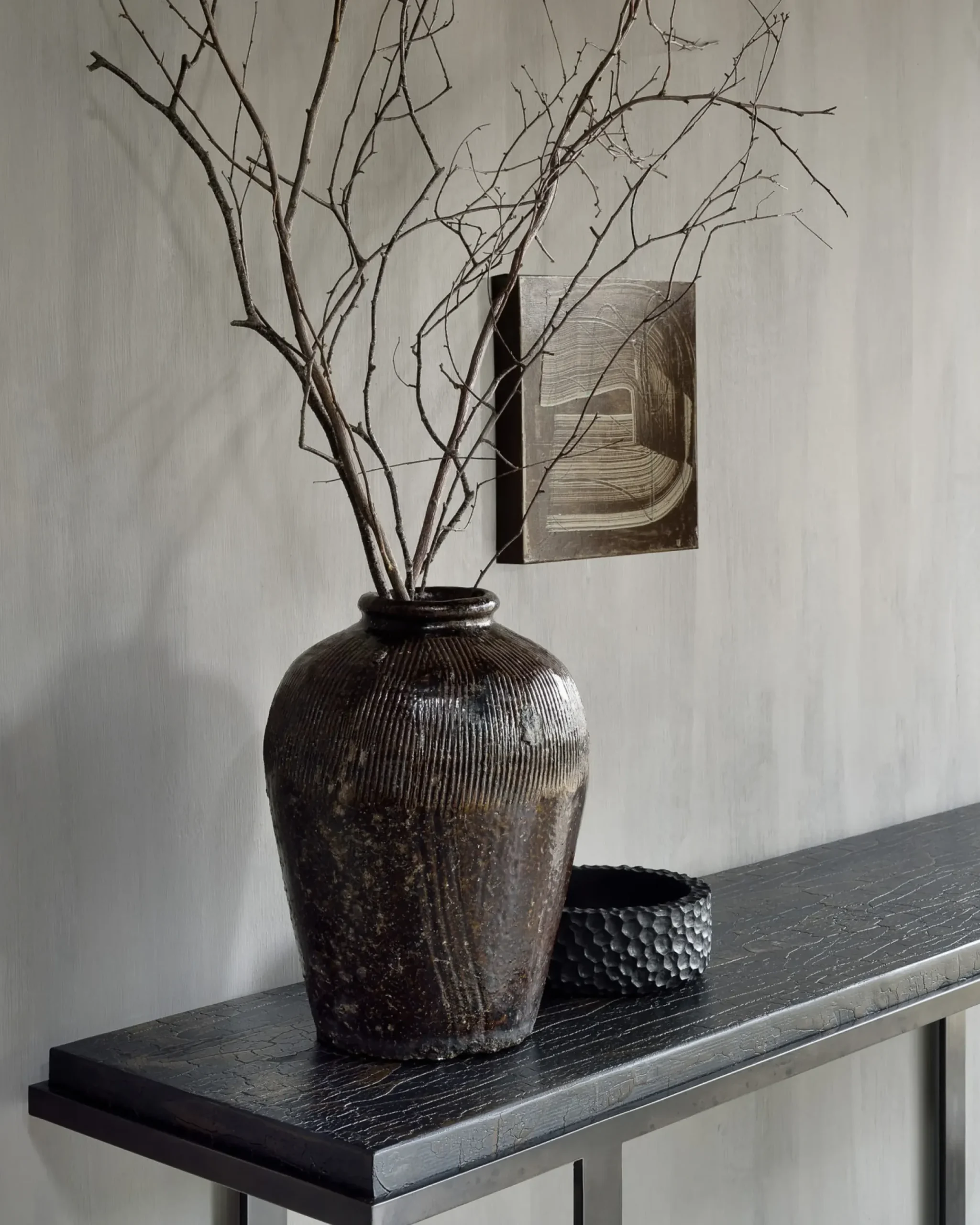 Console Stability Metal Bois Marron Noir / L 170 X H 75 Cm - Sculpte Main - Ethnicraft