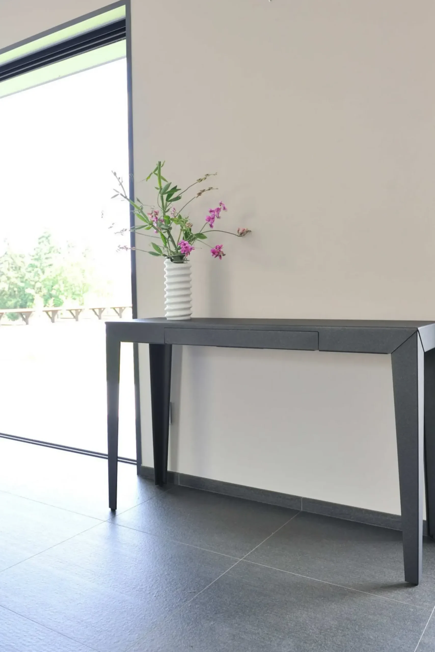 Console Zef Metal/ Avec Tiroir - 120 X 35 Cm - Matiere Grise