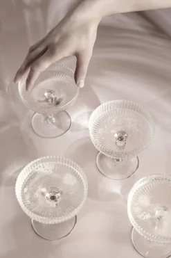 Coupe A Champagne Ripple Verre/ Set De 2 - Verre Strie - Ferm Living