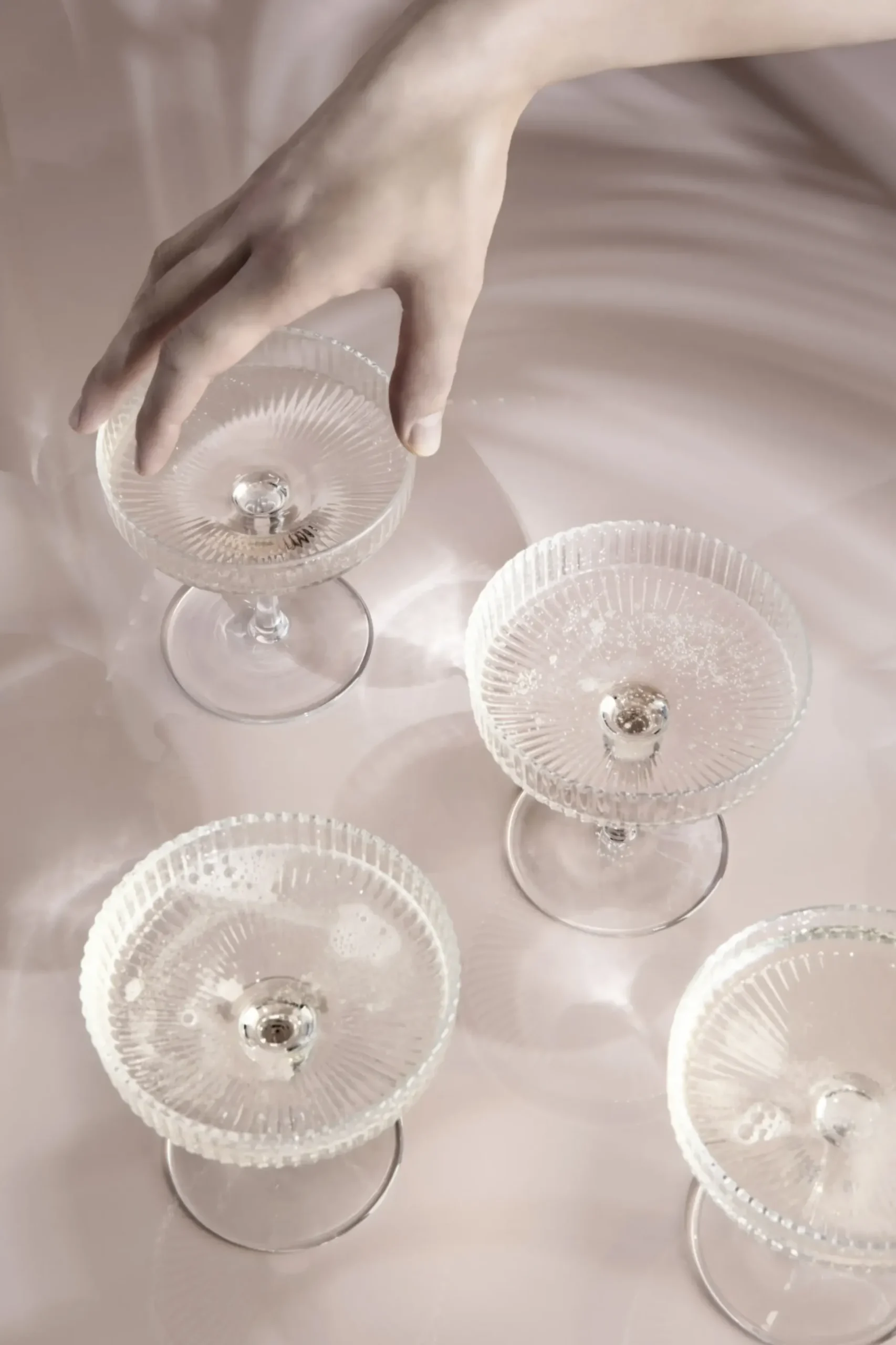 Coupe A Champagne Ripple Verre/ Set De 2 - Verre Strie - Ferm Living