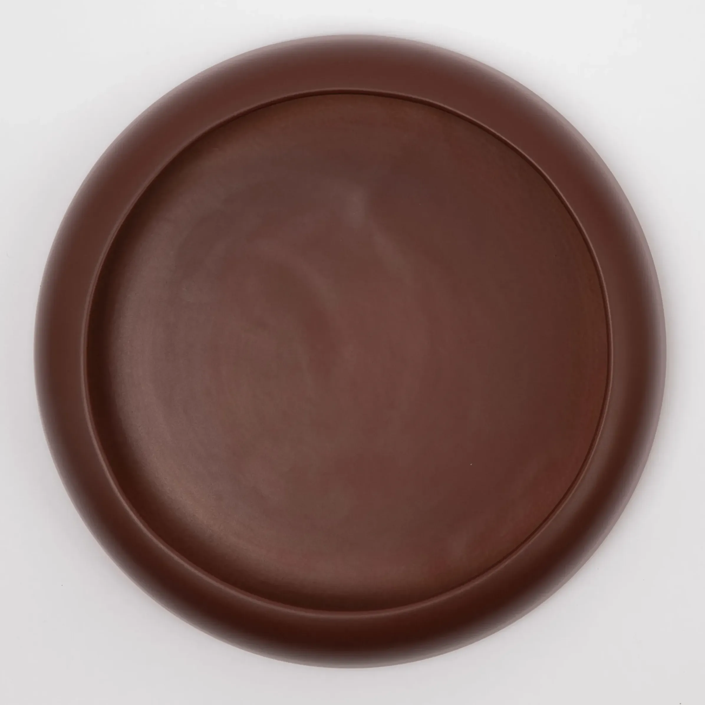 Coupe Omar 02 Ceramique Marron Beige / Plat - Large / O 30,8 X H 6,3 Cm - Fait Main - Raawii