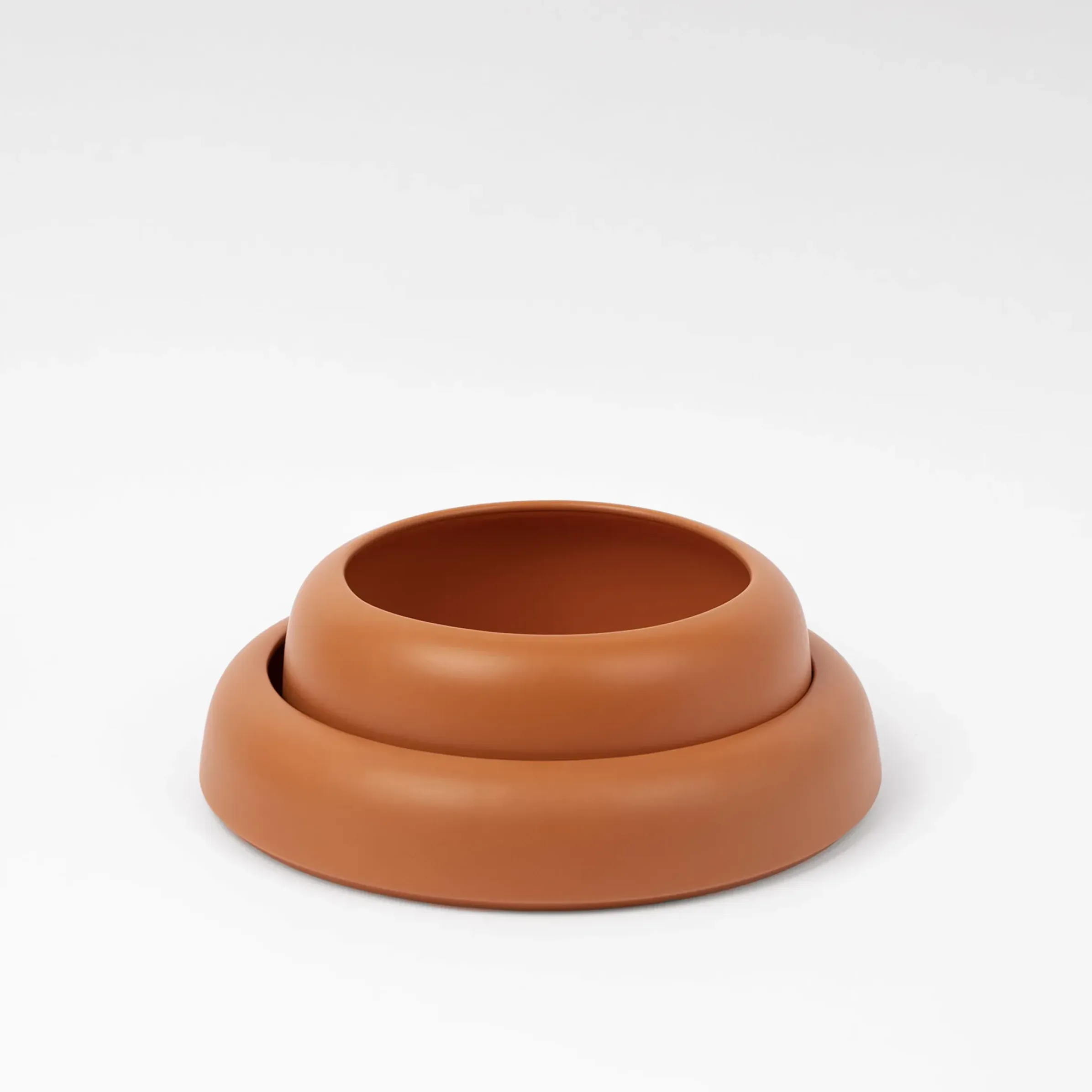 Coupe Omar 02 Ceramique Orange Marron / Plat - Large / O 30,8 X H 6,3 Cm - Fait Main - Raawii