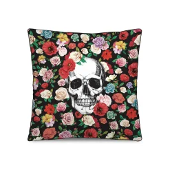 Coussin Flower Tattoo Tissu Multicolore / 45 X 45 Cm - Velours - Podevache