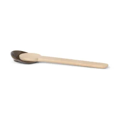 Cuillere  Ceramique Bois Naturel En Bois L 30 Cm + Repose-Cuillere En Porcelaine - Ferm Living