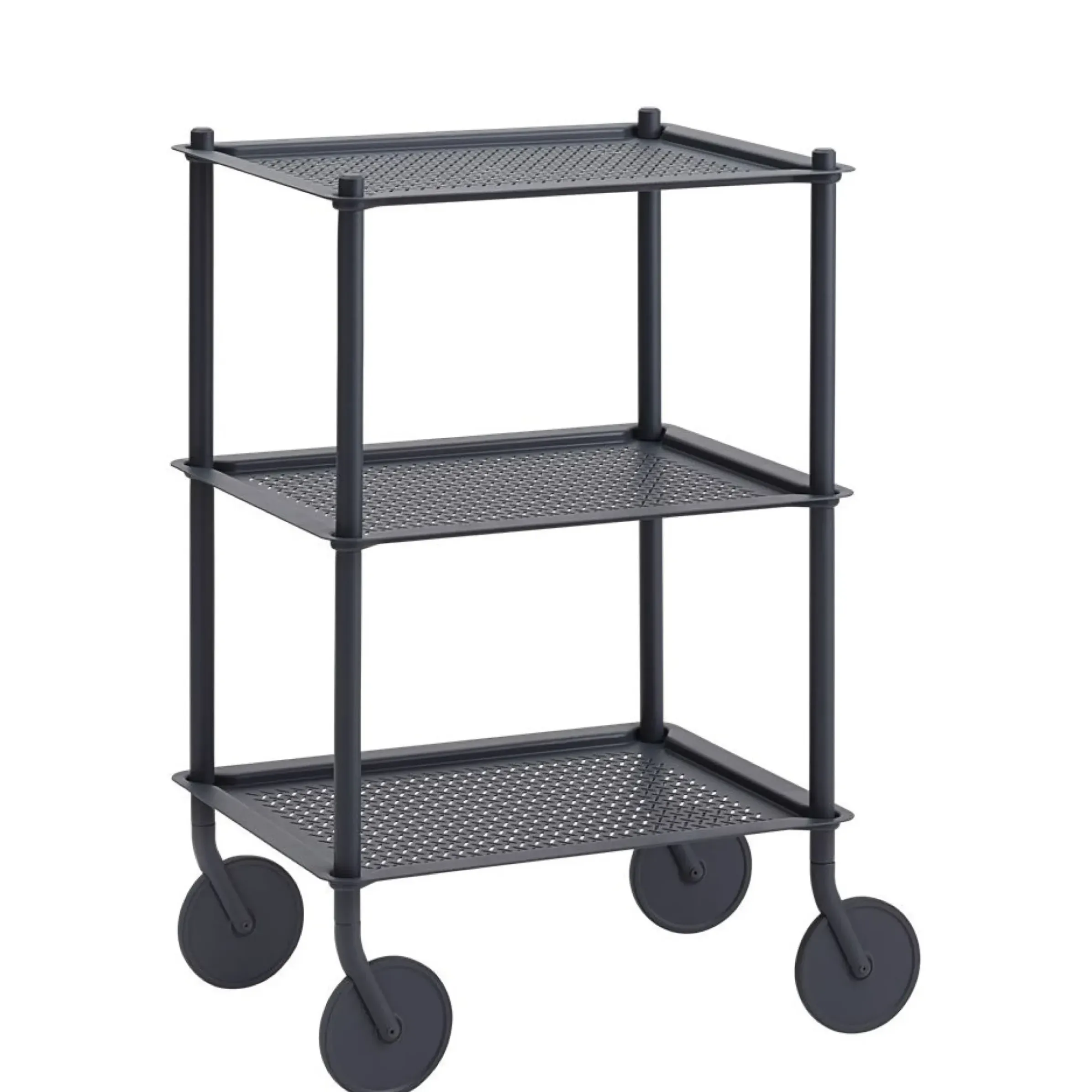 Desserte Flow Metal Bleu / 3 Plateaux - Acier Gaufre - Muuto