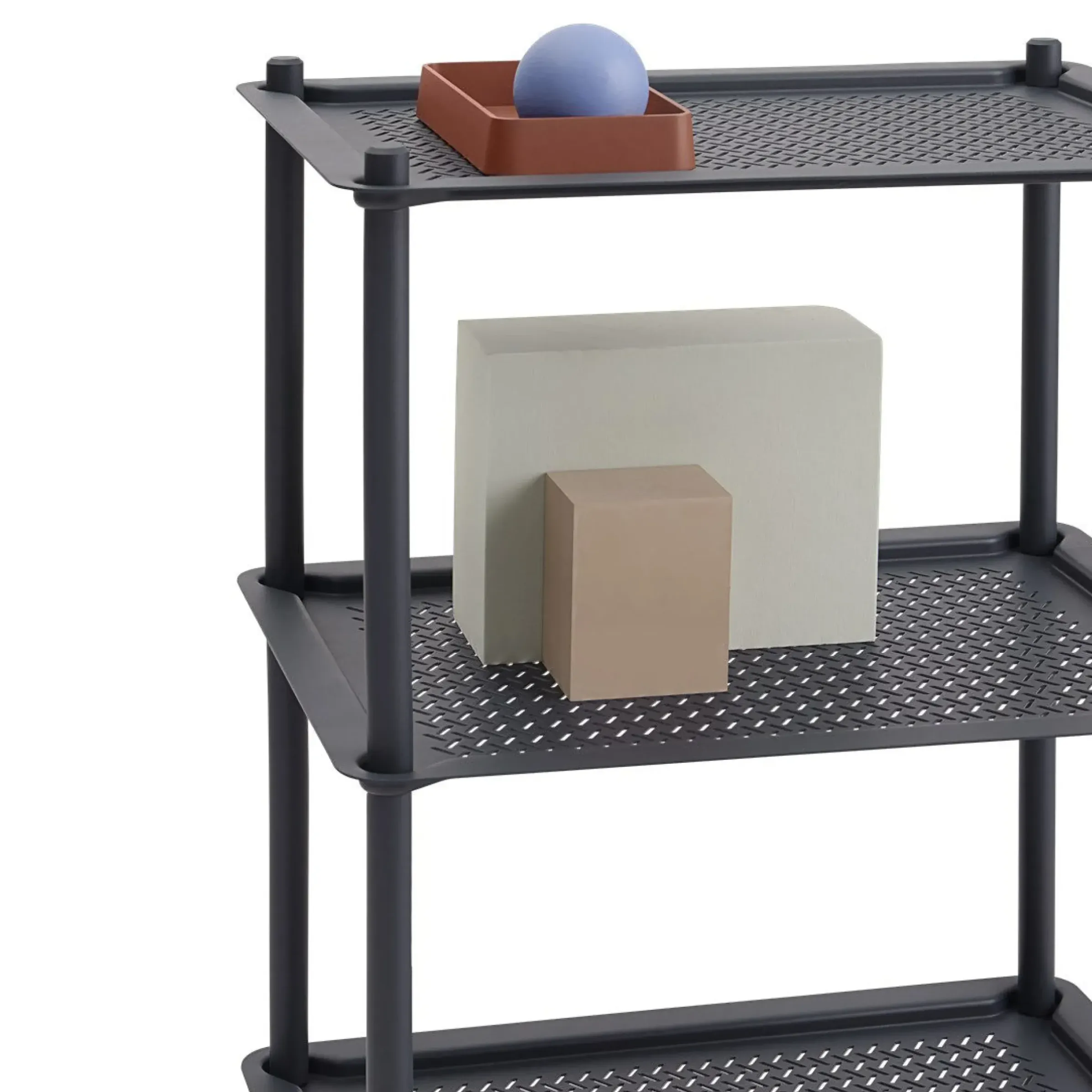 Desserte Flow Metal Bleu / 3 Plateaux - Acier Gaufre - Muuto