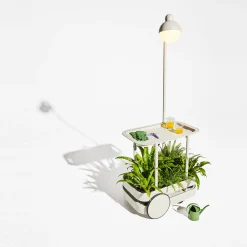 Desserte Jolly Trolley Metal Gris / Lampe Sans Fil Recharge Usb - 78 X 55 X H 200 Cm - Fatboy