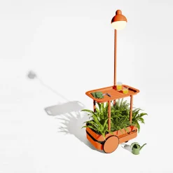 Desserte Jolly Trolley Metal Orange / Lampe Sans Fil Recharge Usb - 78 X 55 X H 200 Cm - Fatboy
