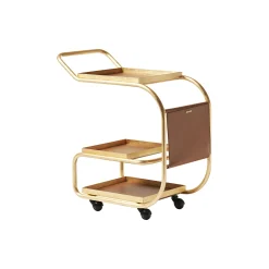 Desserte Zenzero Metal Cuir Marron Or / Cuir Recycle - Opinion Ciatti