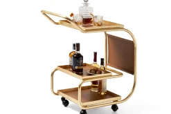 Desserte Zenzero Metal Cuir Marron Or / Cuir Recycle - Opinion Ciatti