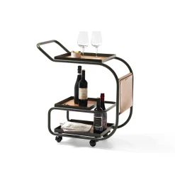 Desserte Zenzero Metal Cuir Marron Vert / Cuir Recycle - Opinion Ciatti