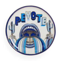 Dessous De Verre Druggist Ceramique Blanc Bleu Or / Set De 4 - Porcelaine & Or - Jonathan Adler