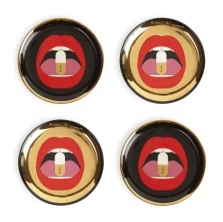 Dessous De Verre Full Dose Ceramique Noir Or / Set De 4 - Porcelaine - Jonathan Adler