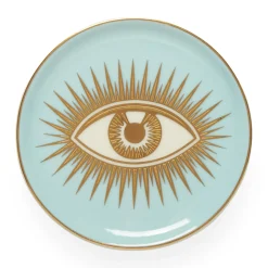 Dessous De Verre Le Wink Ceramique Bleu Rose Jaune Vert / Set De 4 - Porcelaine & Or - Jonathan Adler