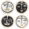 Dessous De Verre Marseilles Ceramique Blanc Noir Or / Set De 4 - Porcelaine & Or 24 Carats - Jonathan Adler