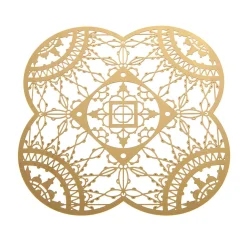 Dessous De Verre Petal Italic Lace Metal Or / 10 X 10 Cm - Lot De 4 - Driade