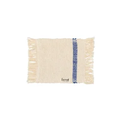 Dessous De Verre Savor Tissu Blanc Bleu / Coton Organique - Set De 4 - Ferm Living