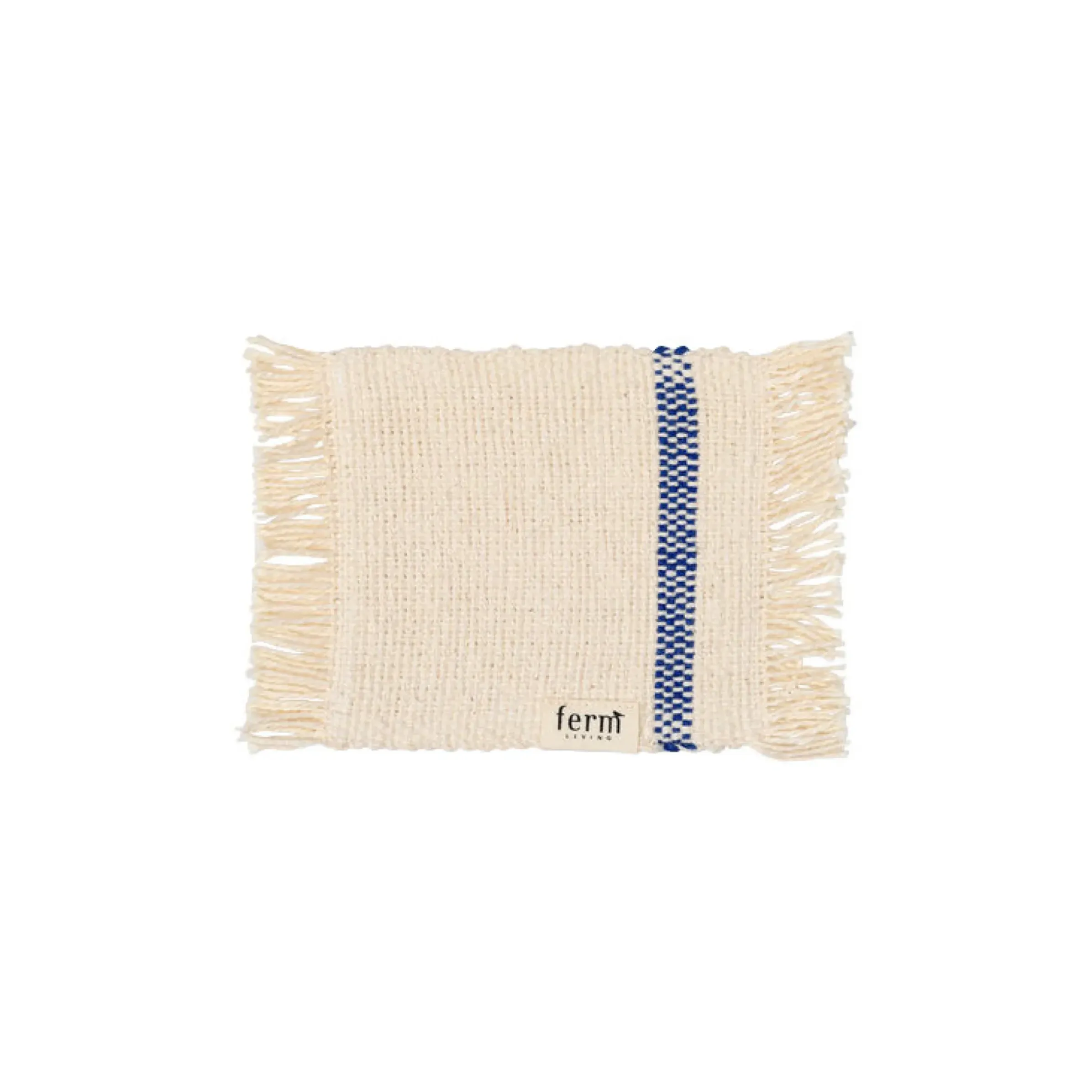 Dessous De Verre Savor Tissu Blanc Bleu / Coton Organique - Set De 4 - Ferm Living