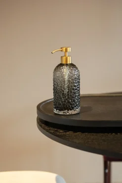 Distributeur De Savon Liquide Arura Small Verre Noir / Verre Texture - O 7 X H 16 Cm - Aytm