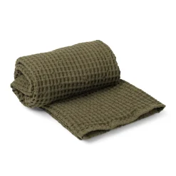 Drap De Bain Organic Tissu Vert / 140 X 70 Cm - Nid D'Abeille - Ferm Living