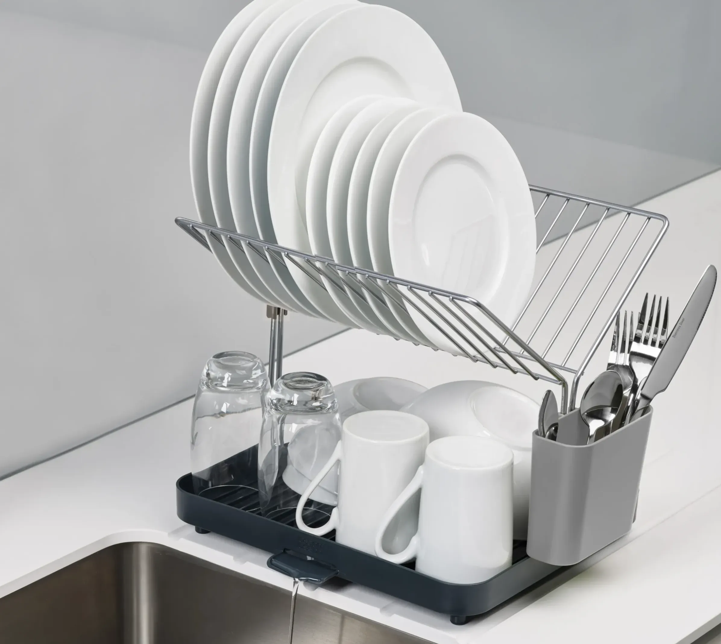 Egouttoir Y-Rack Metal Plastique Gris Noir - Joseph Joseph