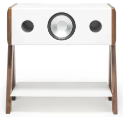 Enceinte Bluetooth Cube Materiau Composite Blanc Bois Naturel / Corian® - La Boite Concept