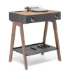 Enceinte Bluetooth Lx Platine Noir Bois Naturel / Enceinte Active Haute-Fidelite Tout-En-Un Avec Platine Integree - La Boite Concept