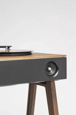 Enceinte Bluetooth Lx Platine Noir Bois Naturel / Enceinte Active Haute-Fidelite Tout-En-Un Avec Platine Integree - La Boite Concept