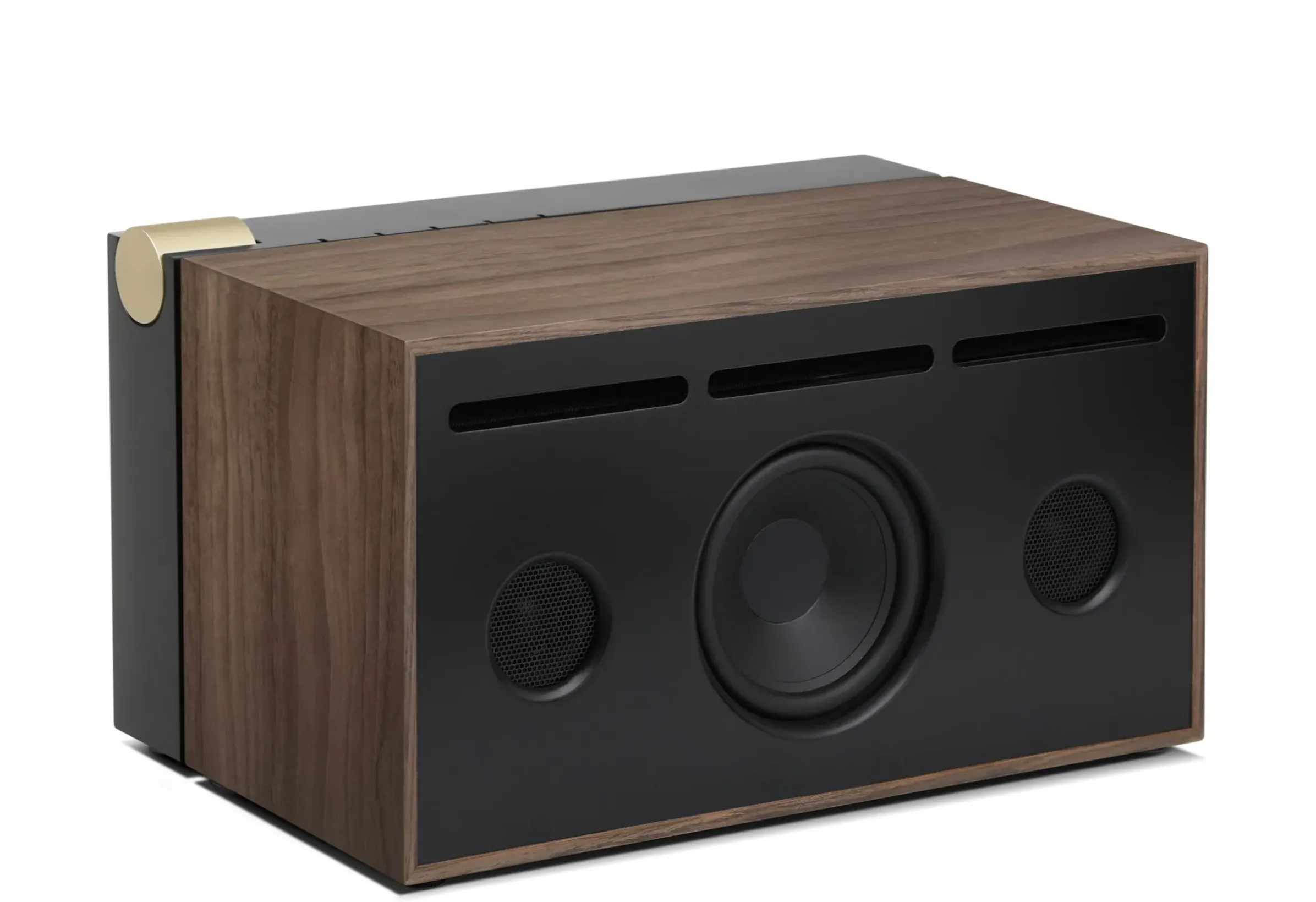 Enceinte Bluetooth Pr 01 Metal Tissu Noir Bois Naturel / Avec Technologie Active Pression Reflex - La Boite Concept