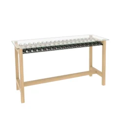 Etagere A Vin Verre Bois Naturel / Comptoir De Degustation - L 202 X Larg. 80 Cm X H 110 Cm / 36 Bouteilles - L'Atelier Du Vin