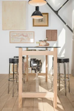 Etagere A Vin  Verre Bois Naturel / Comptoir De Degustation - L 202 X Larg. 80 Cm X H 110 Cm / 36 Bouteilles - L'Atelier Du Vin