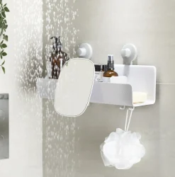 Etagere De Douche Easystore Large Plastique/ L 40 Cm - Ventouses Puissantes / Miroir Amovible - Joseph Joseph
