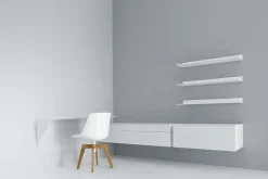 Etagere Mamba Light Bois/ Bureau Suspendu - Angle Gauche - L 134 X H 44 Cm - Mdf Italia