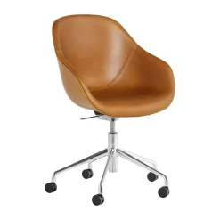 Fauteuil A Roulettes About A Chair Aac155 Cuir Marron / Rembourre - Cuir Integral - Hay