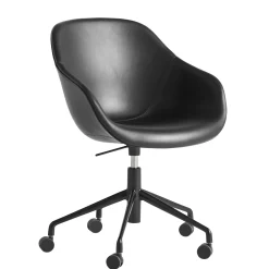 Fauteuil A Roulettes About A Chair Aac153 Cuir / Rembourre - Dossier Haut - Cuir Integral - Hay