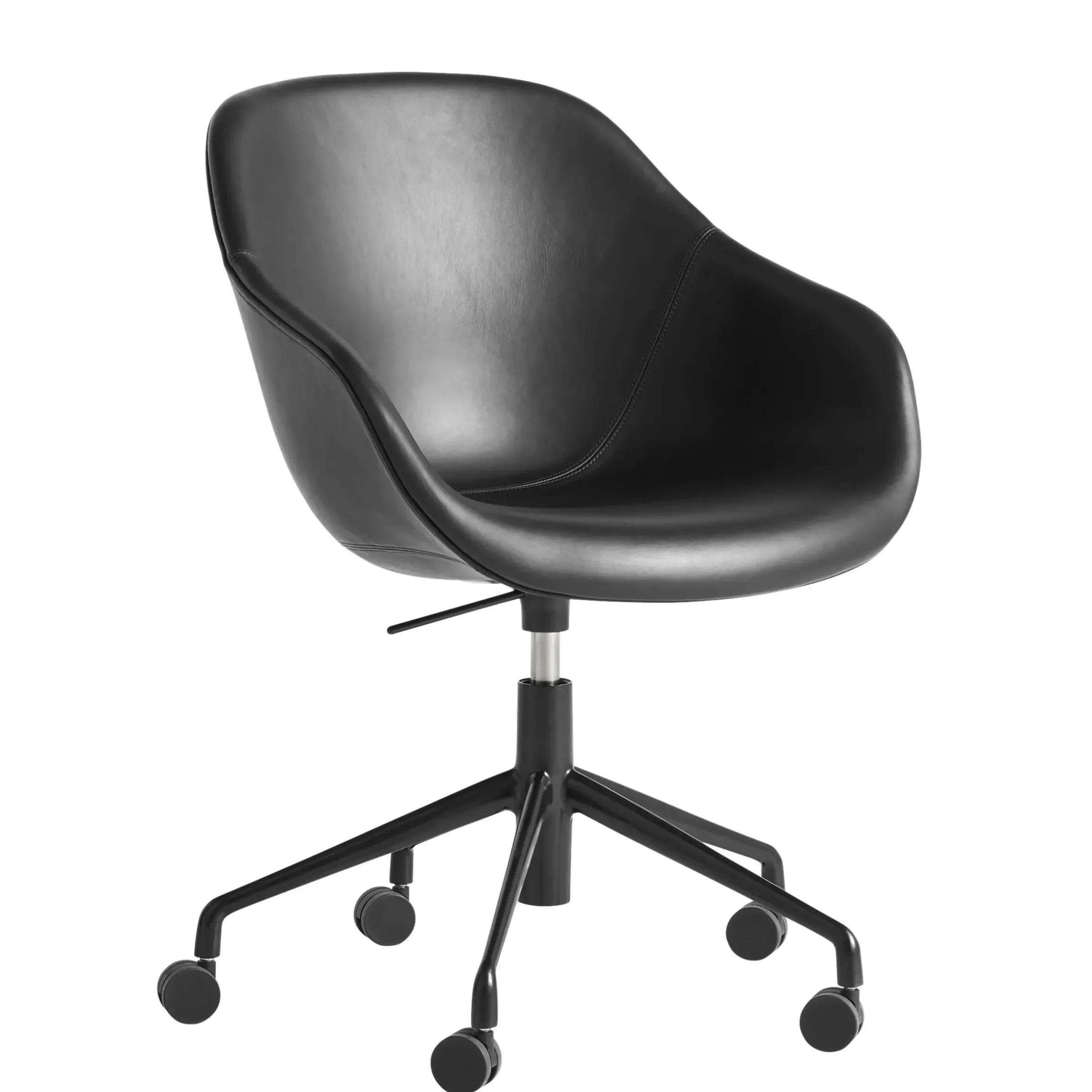 Fauteuil A Roulettes About A Chair Aac153 Cuir / Rembourre - Dossier Haut - Cuir Integral - Hay