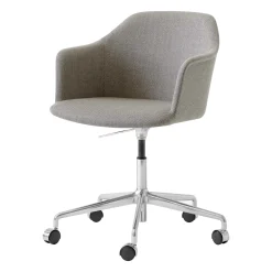 Fauteuil A Roulettes Rely Hw55 Tissu Marron Beige / Pivotant & Hauteur Reglable - &Tradition